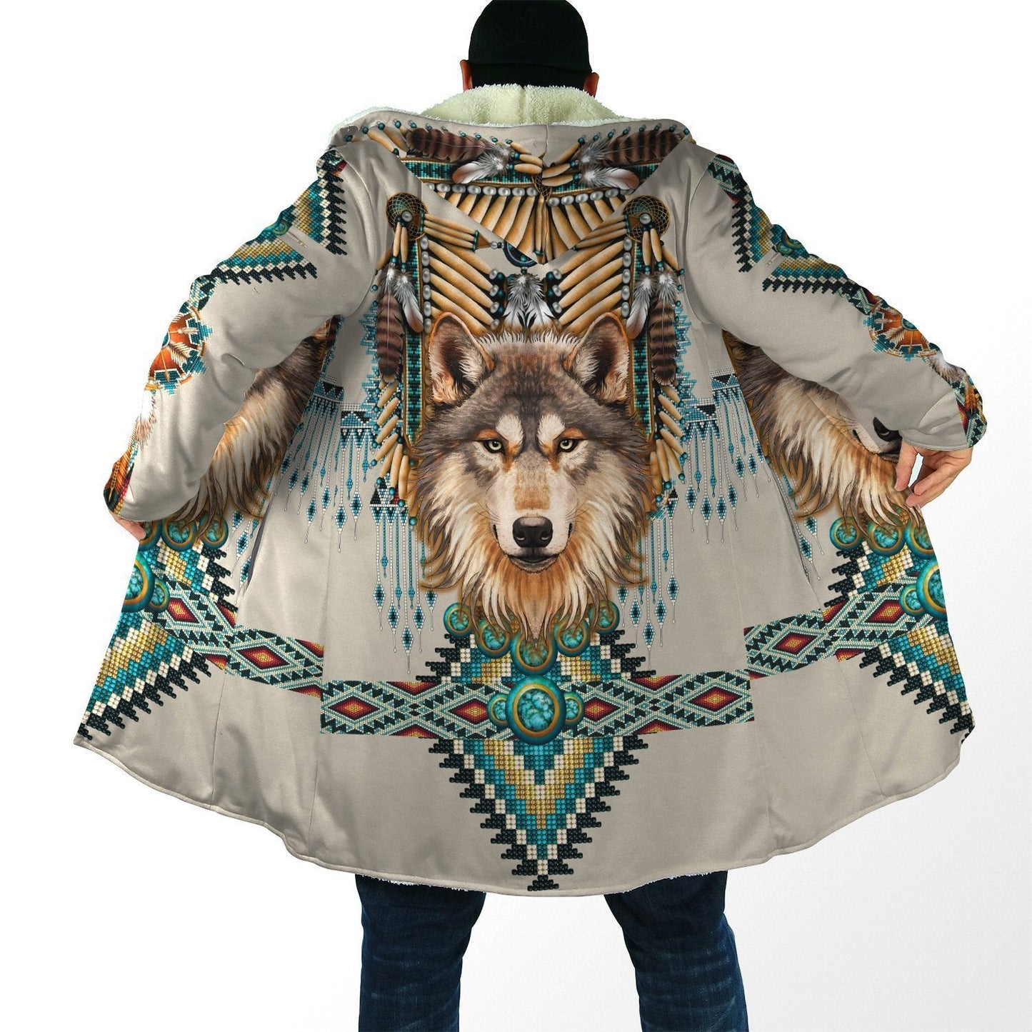 Native Spirit Wolf 3D Over Printed Unisex Hoodie-ML
