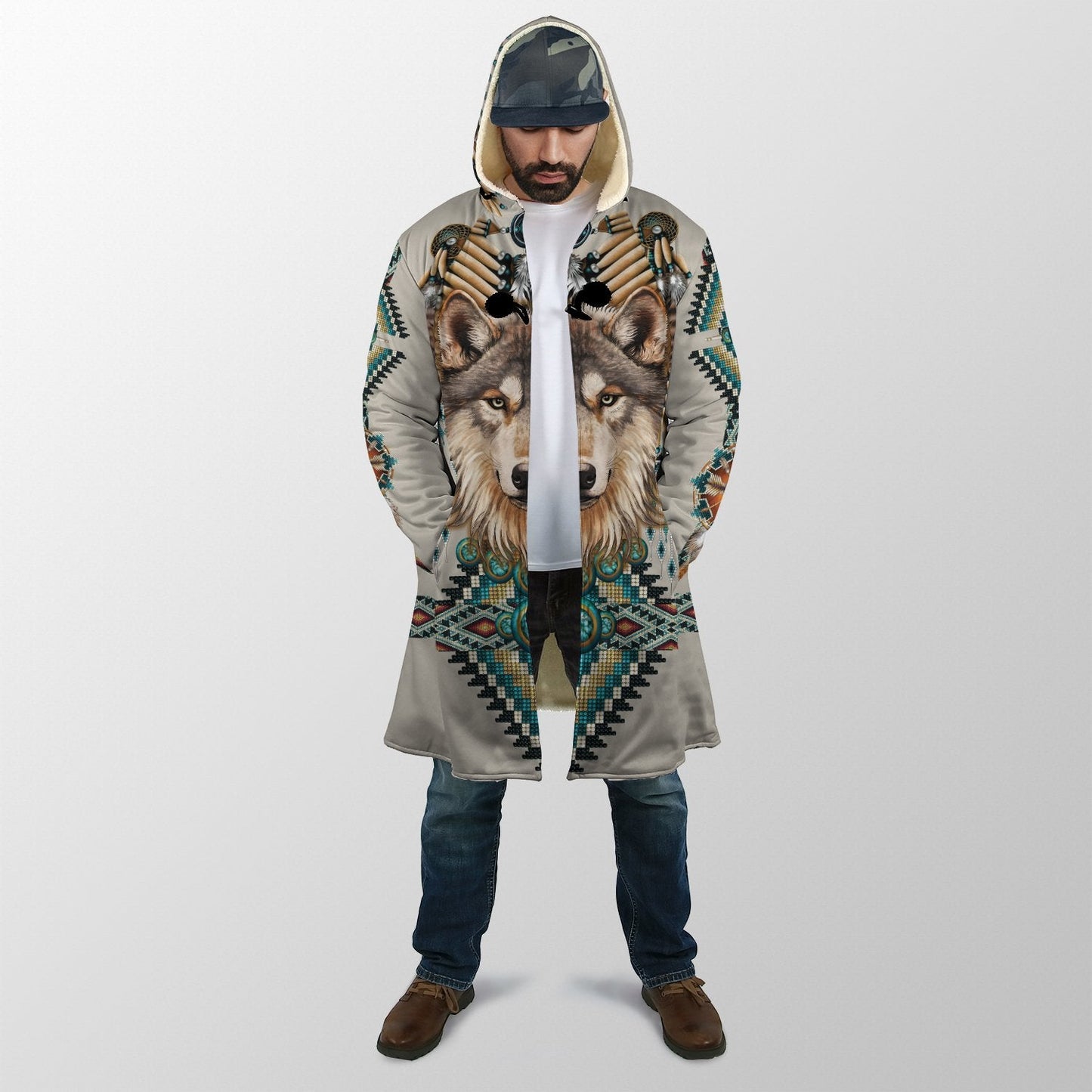 Native Spirit Wolf 3D Over Printed Unisex Hoodie-ML