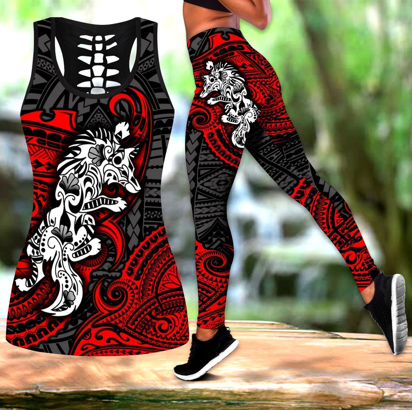 Amazing Polynesian Wolf Tattoo Legging & Tank top ML