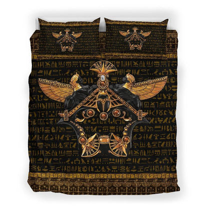 Ancient Egypt Scarab Beetle Golden Bedding Set-ML