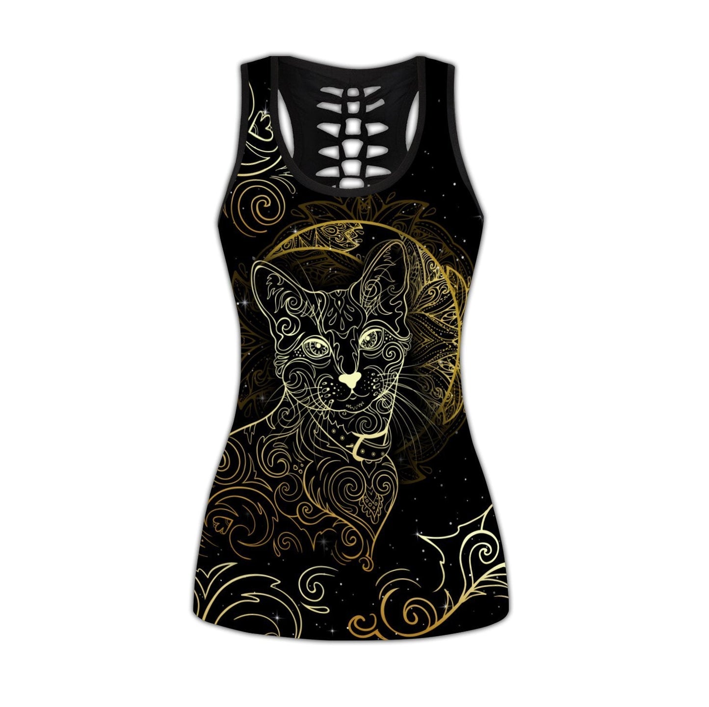 Cat tattoos combo outfit legging + hollow tank for women PL