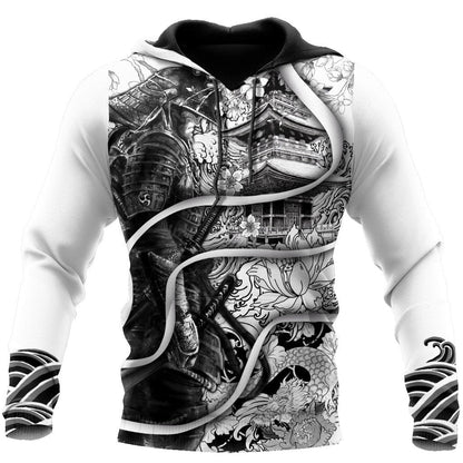 Samurai Tattoo 3D Over Printed Unisex Hoodie-ML