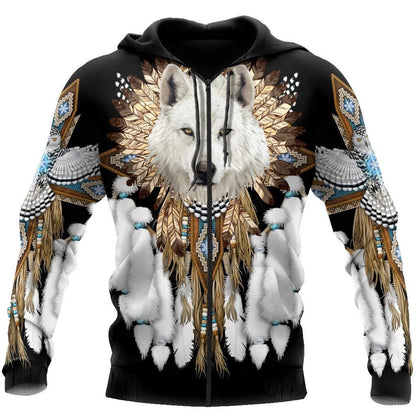 Native Wolf Spirit 3D All Over Printed Unisex Hoodie ML