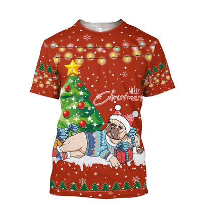 Bull dog chritmas 3D All Over Printed Unisex PL