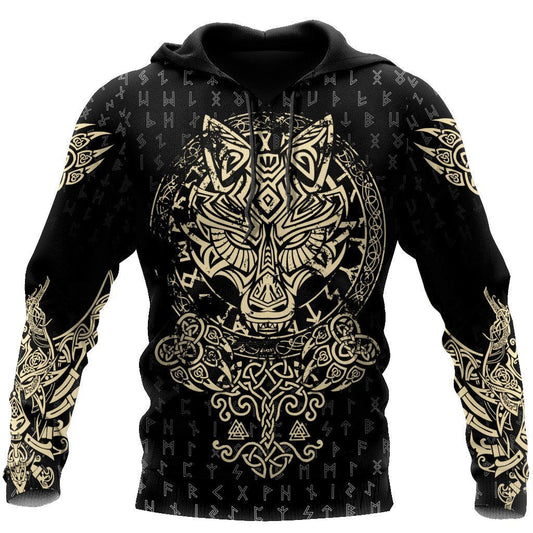 Viking Wolf Fenrir All 3D Over Printed Unisex Hoodie ML