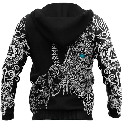 Odin Viking Tattoo 3D Over Printed Hoodie Unisex-ML