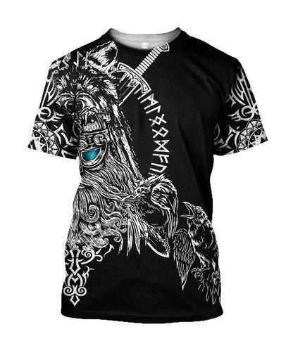 Odin Viking Tattoo 3D Over Printed Hoodie Unisex-ML