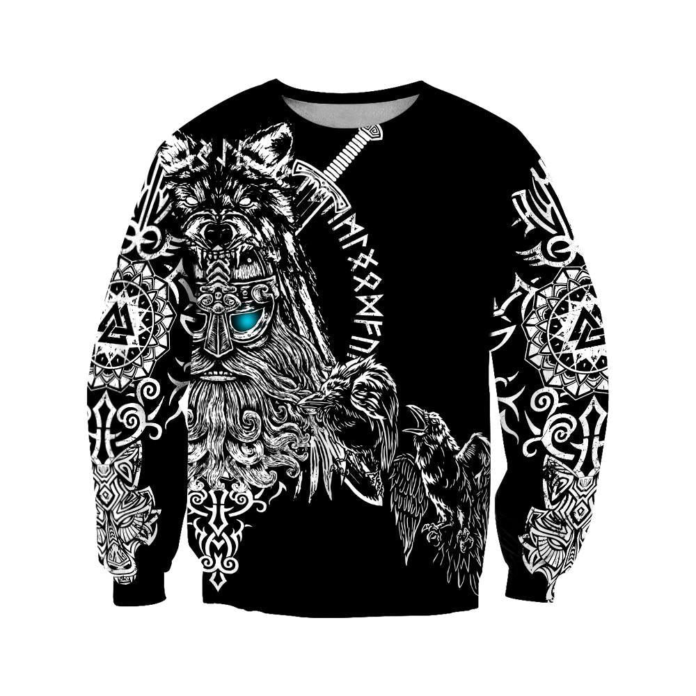 Odin Viking Tattoo 3D Over Printed Hoodie Unisex-ML