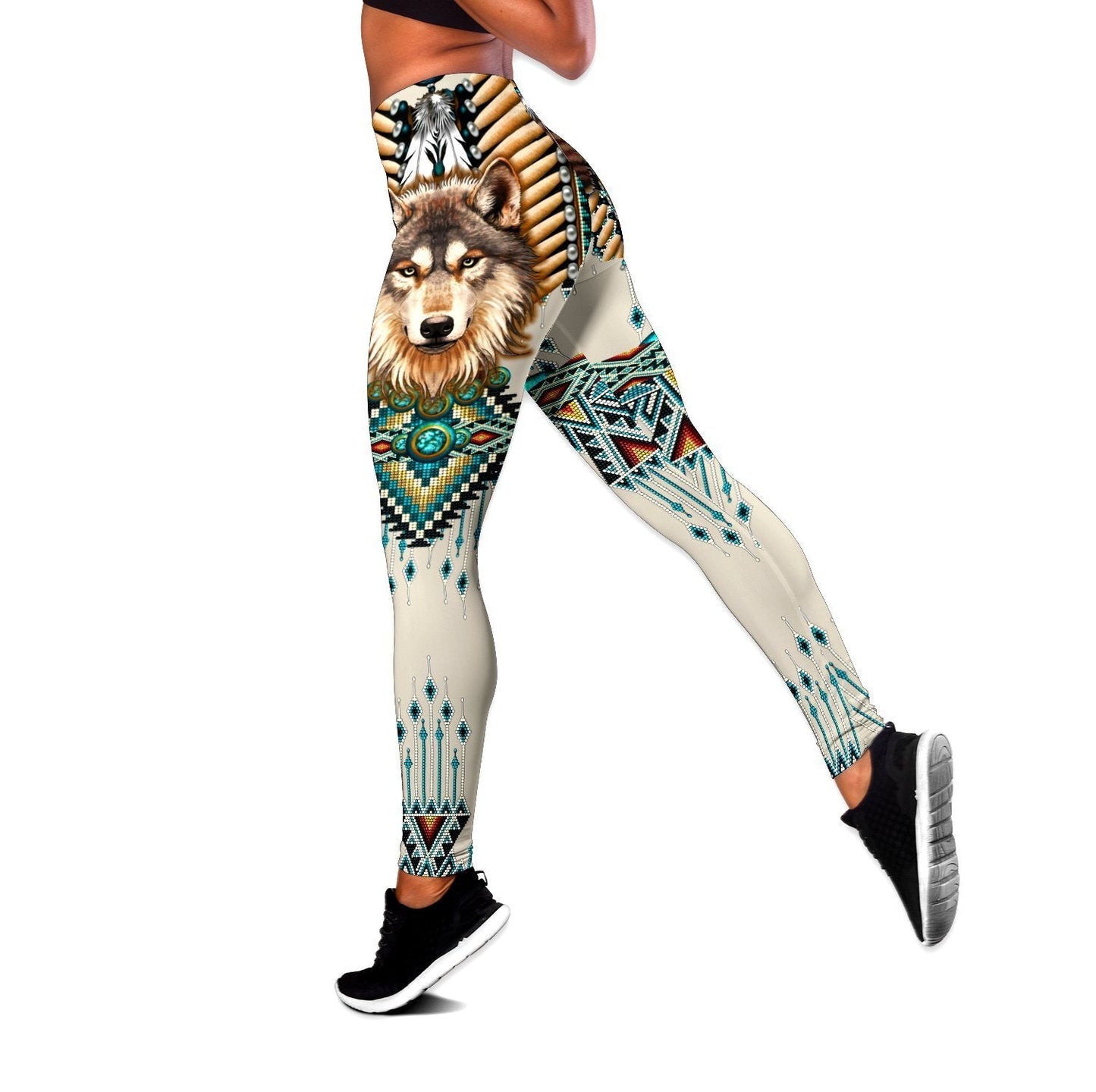 Native Spirit Wolf 3D Over Printed Legging & Tank top-ML