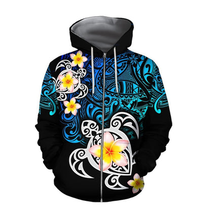 Amazing Polynesian Tattoo Deep Sea Turtle Hoodie ML