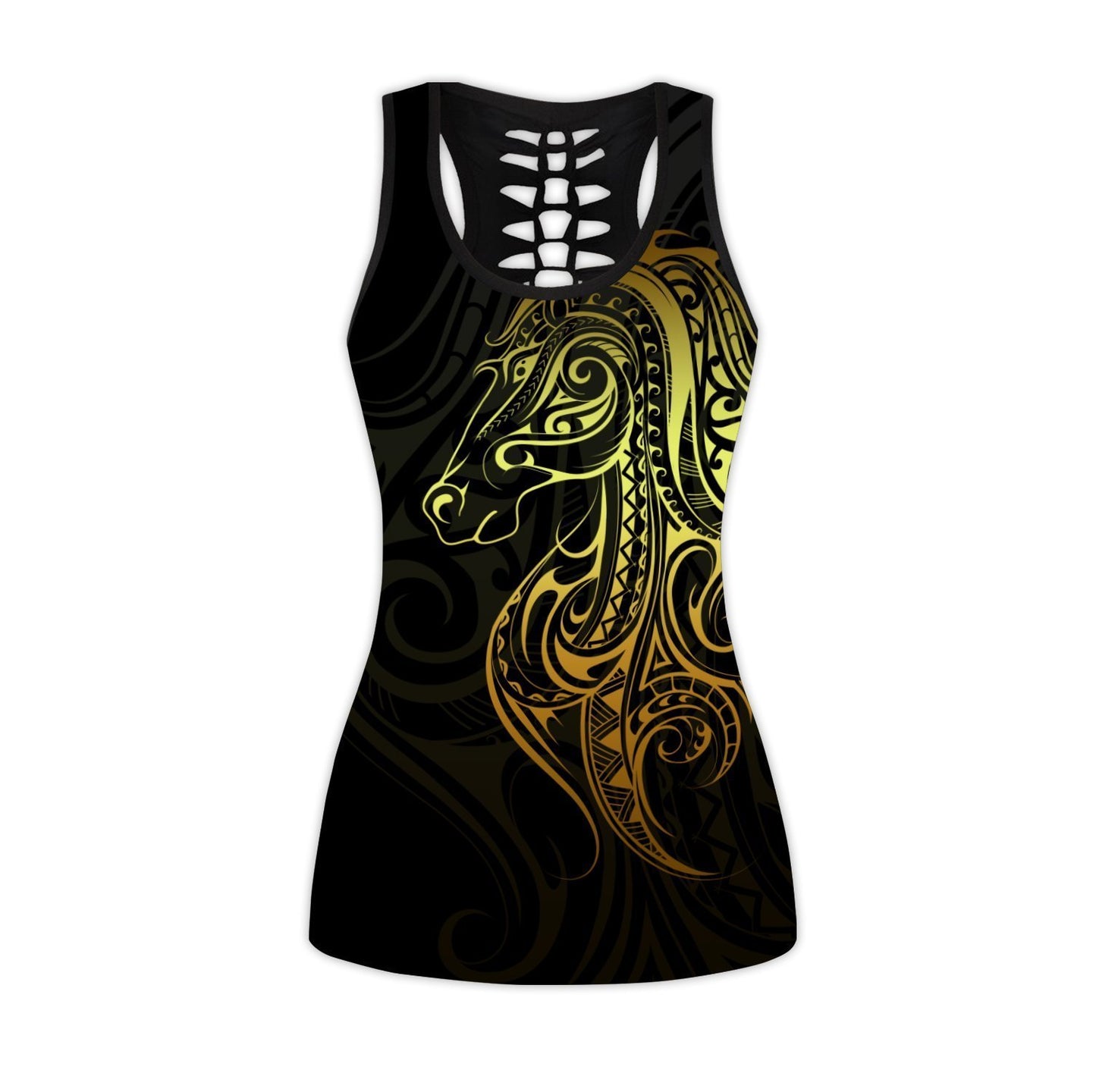 Amazing Polynesian Horse 3D Tattoo Legging & Tank top ML