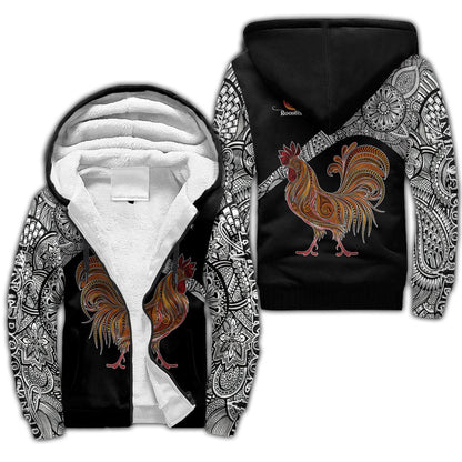 Rooster King Tribal Pattern All Over Printed Unisex Deluxe Hoodie ML