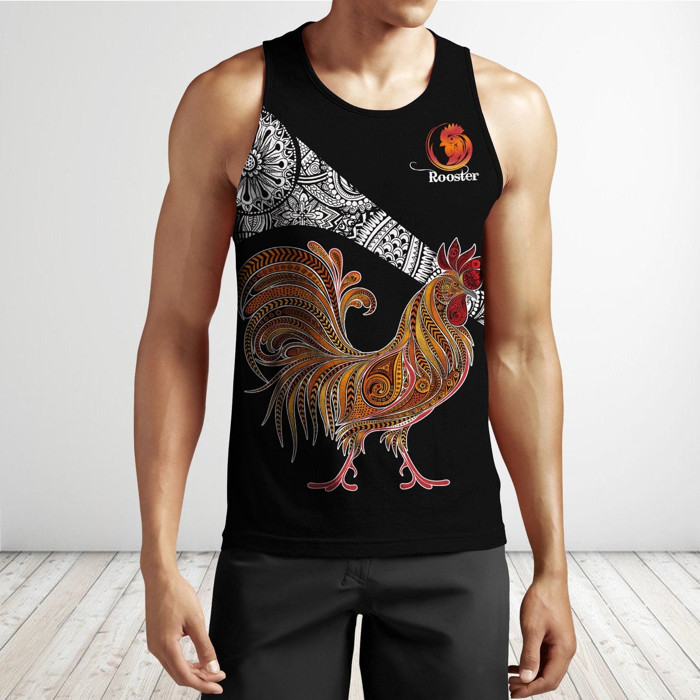 Rooster King Tribal Pattern All Over Printed Unisex Deluxe Hoodie ML