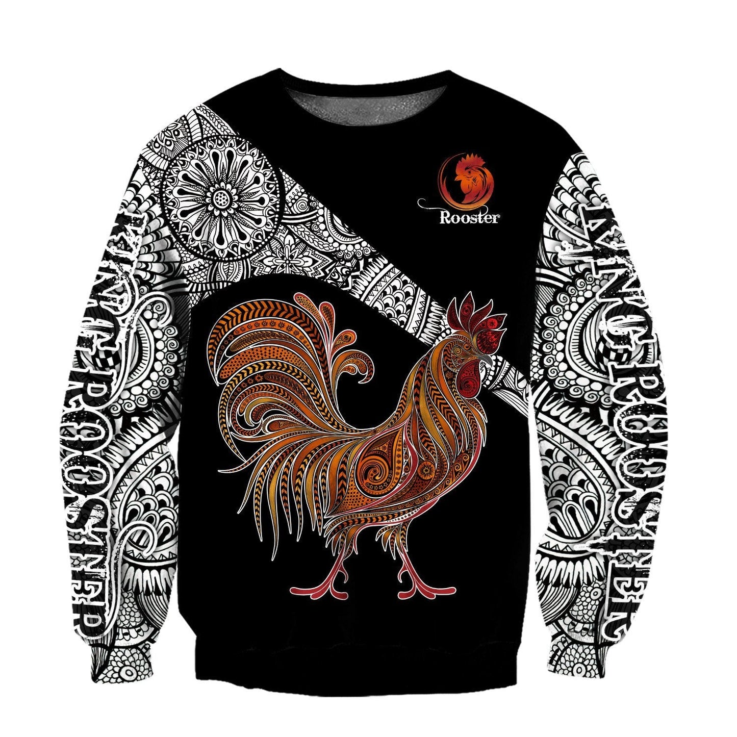 Rooster King Tribal Pattern All Over Printed Unisex Deluxe Hoodie ML