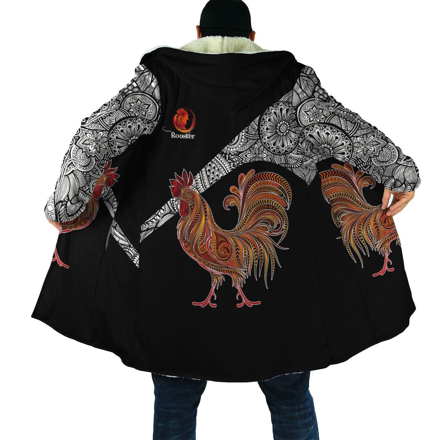 Rooster King Tribal Pattern All Over Printed Unisex Deluxe Hoodie ML