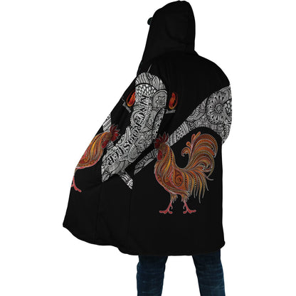 Rooster King Tribal Pattern All Over Printed Unisex Deluxe Hoodie ML