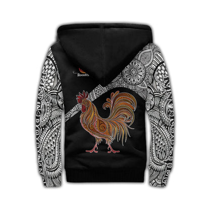 Rooster King Tribal Pattern All Over Printed Unisex Deluxe Hoodie ML