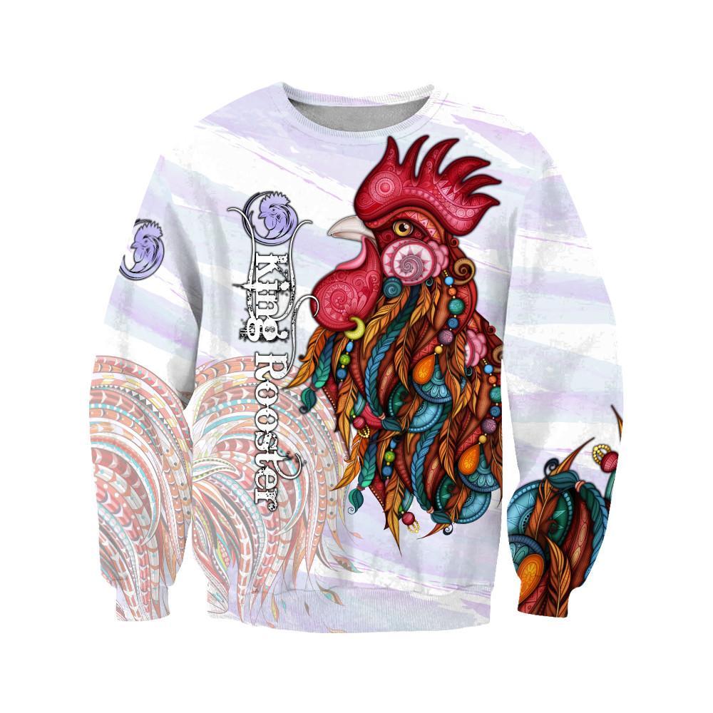 Rooster King Tribal Pattern All Over Printed Unisex Deluxe Hoodie ML