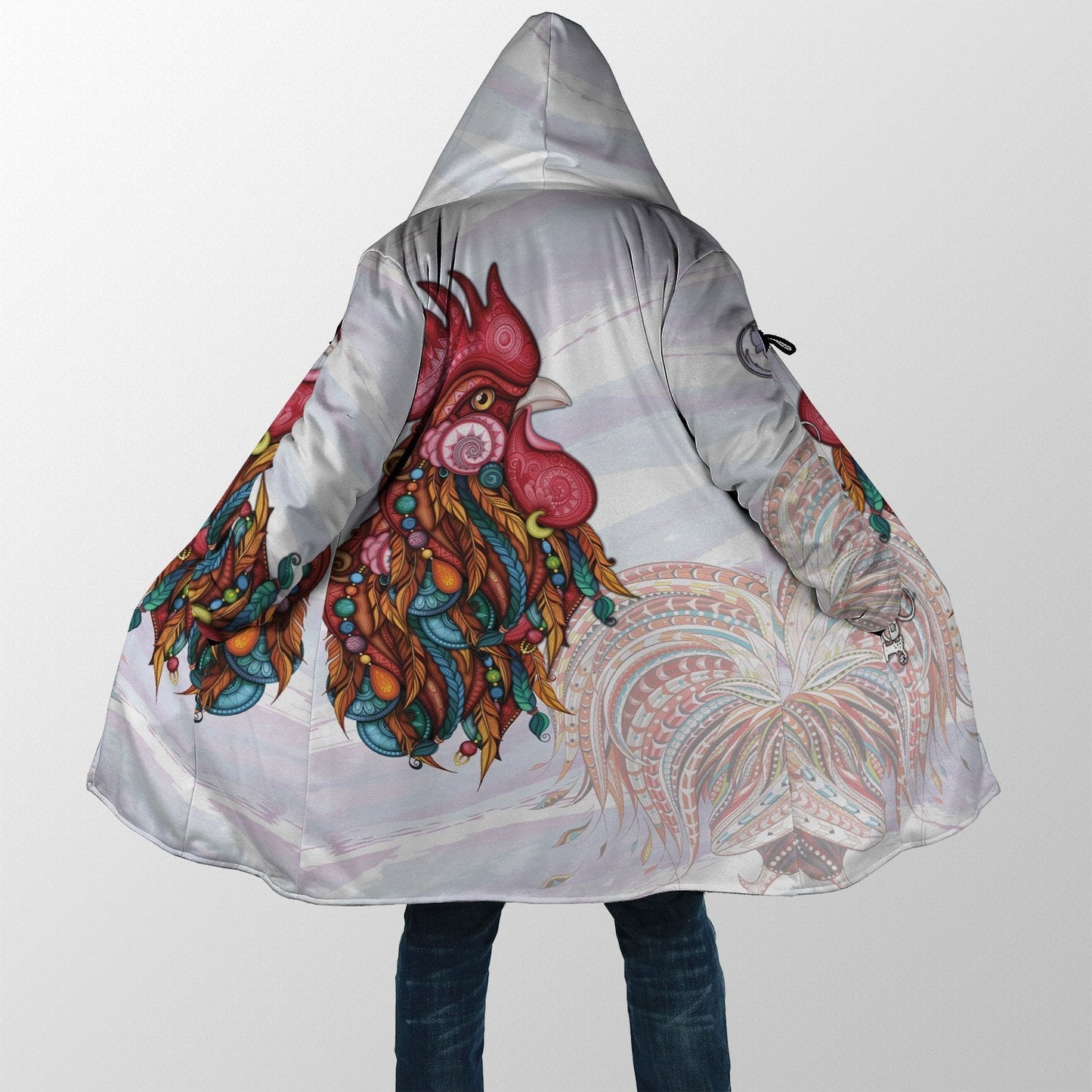 Rooster King Tribal Pattern All Over Printed Unisex Deluxe Hoodie ML