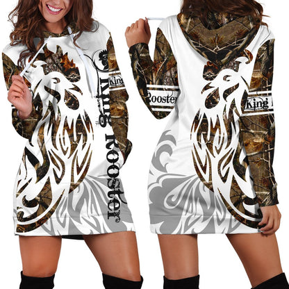 Rooster King Camo Tattoo All Over Printed Unisex Deluxe Hoodie ML