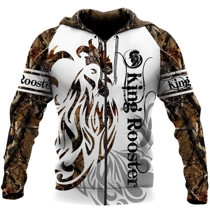 Rooster King Camo Tattoo All Over Printed Unisex Deluxe Hoodie ML