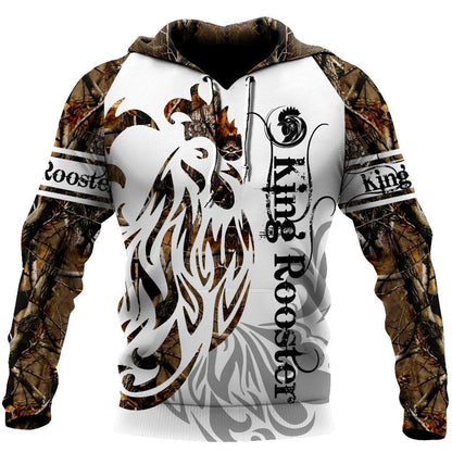 Rooster King Camo Tattoo All Over Printed Unisex Deluxe Hoodie ML