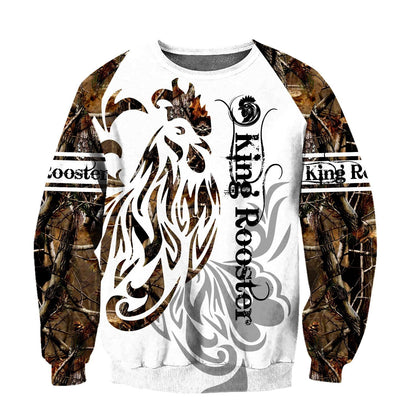 Rooster King Camo Tattoo All Over Printed Unisex Deluxe Hoodie ML