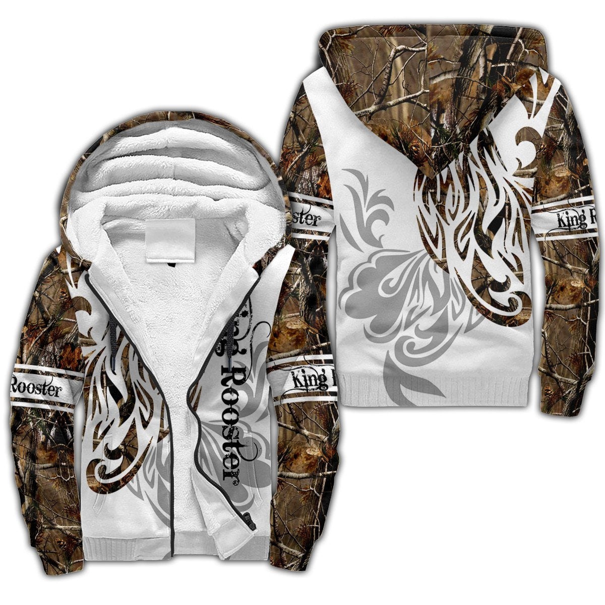 Rooster King Camo Tattoo All Over Printed Unisex Deluxe Hoodie ML