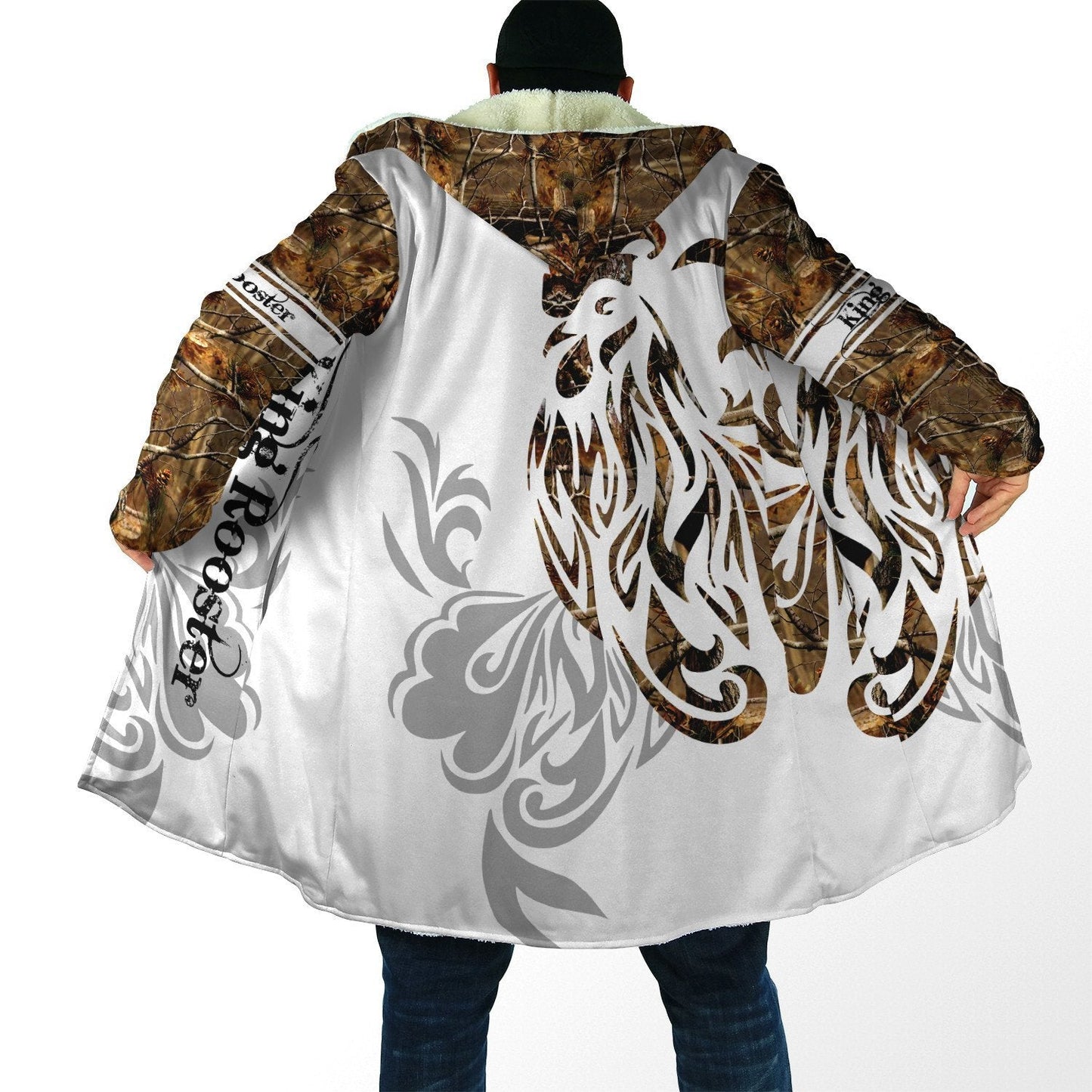 Rooster King Camo Tattoo All Over Printed Unisex Deluxe Hoodie ML