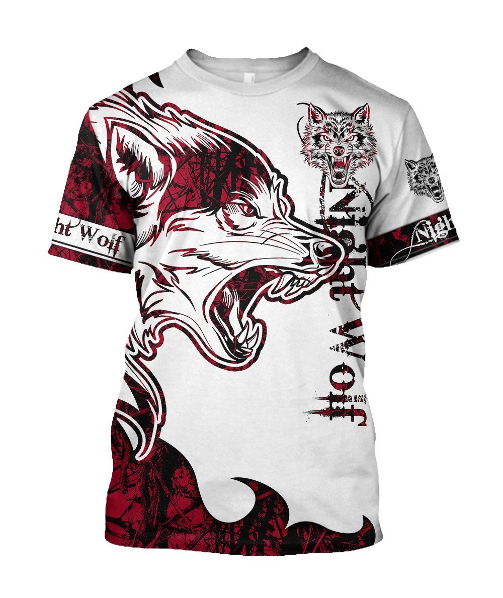 Night Wolf 3D Over Printed Shirt for Men and Women