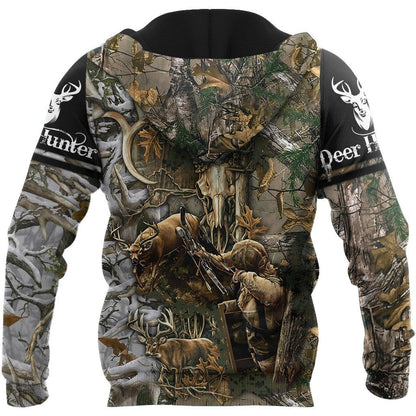 Bow Hunting Camo Over Printed Unisex Deluxe Hoodie ML