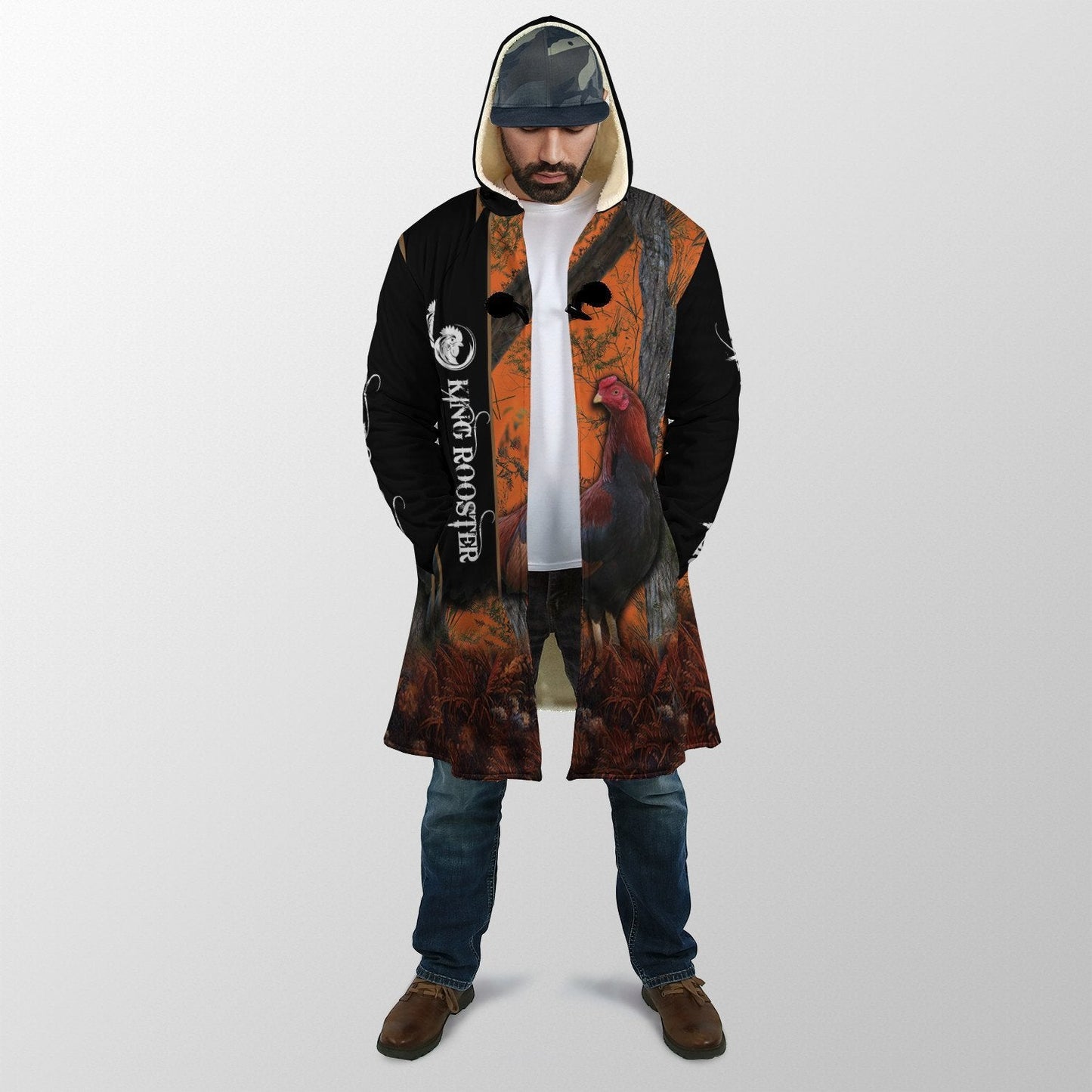 Rooster King II Camo All Over Printed Unisex Deluxe Hoodie ML