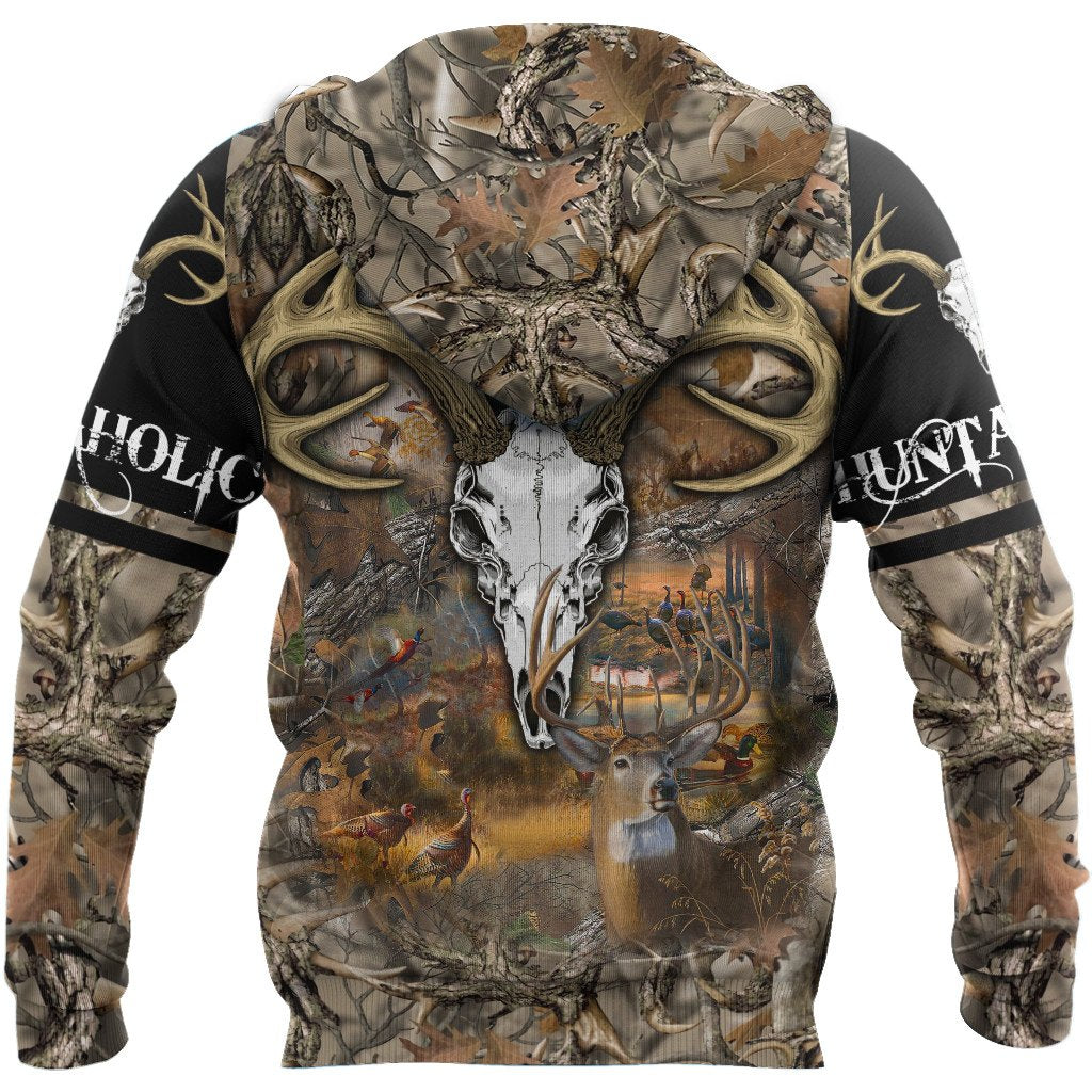 Deer III Hunting Camo Over Printed Unisex Deluxe Hoodie ML