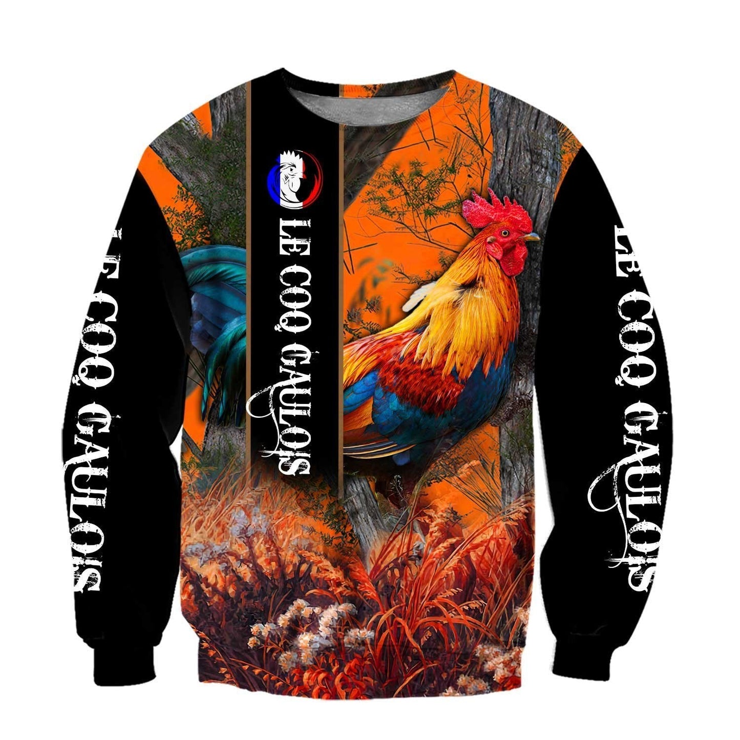 Gallic Rooster Love France All Over Printed Unisex Deluxe Hoodie ML
