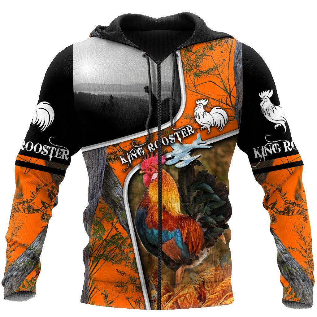King Rooster All Over Printed Unisex Deluxe Hoodie ML