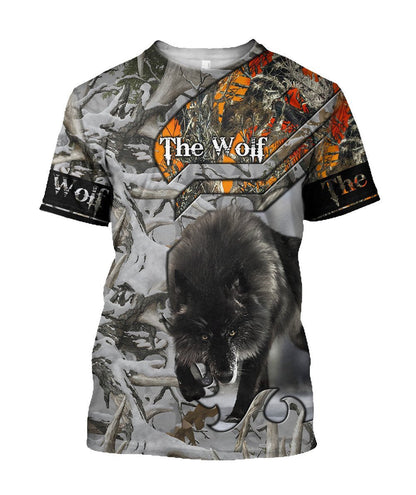 Black Wolf Camo All Over Printed Unisex Hoodie ML