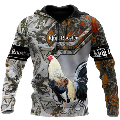 King Rooster Camo All Over Printed Unisex Deluxe Hoodie ML