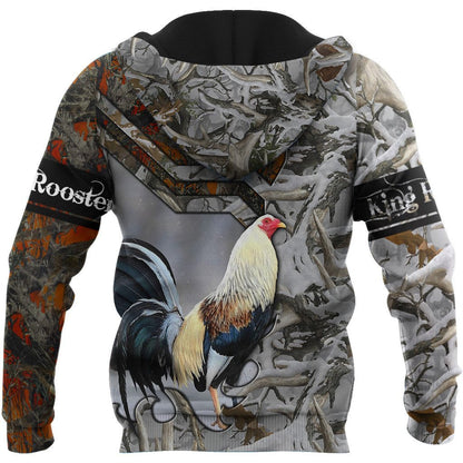 King Rooster Camo All Over Printed Unisex Deluxe Hoodie ML