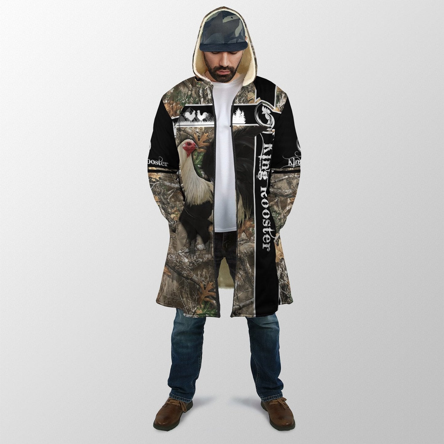 King Rooster Camo  3D Over Printed Unisex Deluxe Hoodie ML