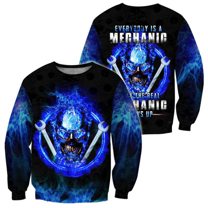 Mechanic Skull All Over Printed Hoodie For Men and Women TN