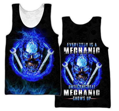 Mechanic Skull All Over Printed Hoodie For Men and Women TN