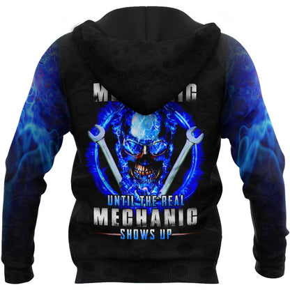 Mechanic Skull All Over Printed Hoodie For Men and Women TN