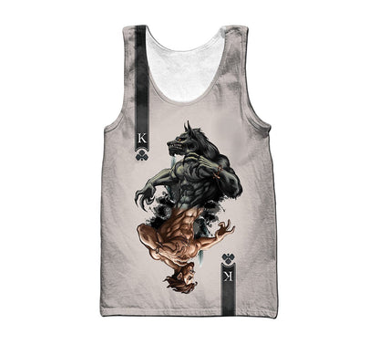 Wolf Ace Card 3D Over Printed Unisex Deluxe Hoodie Cloak ML