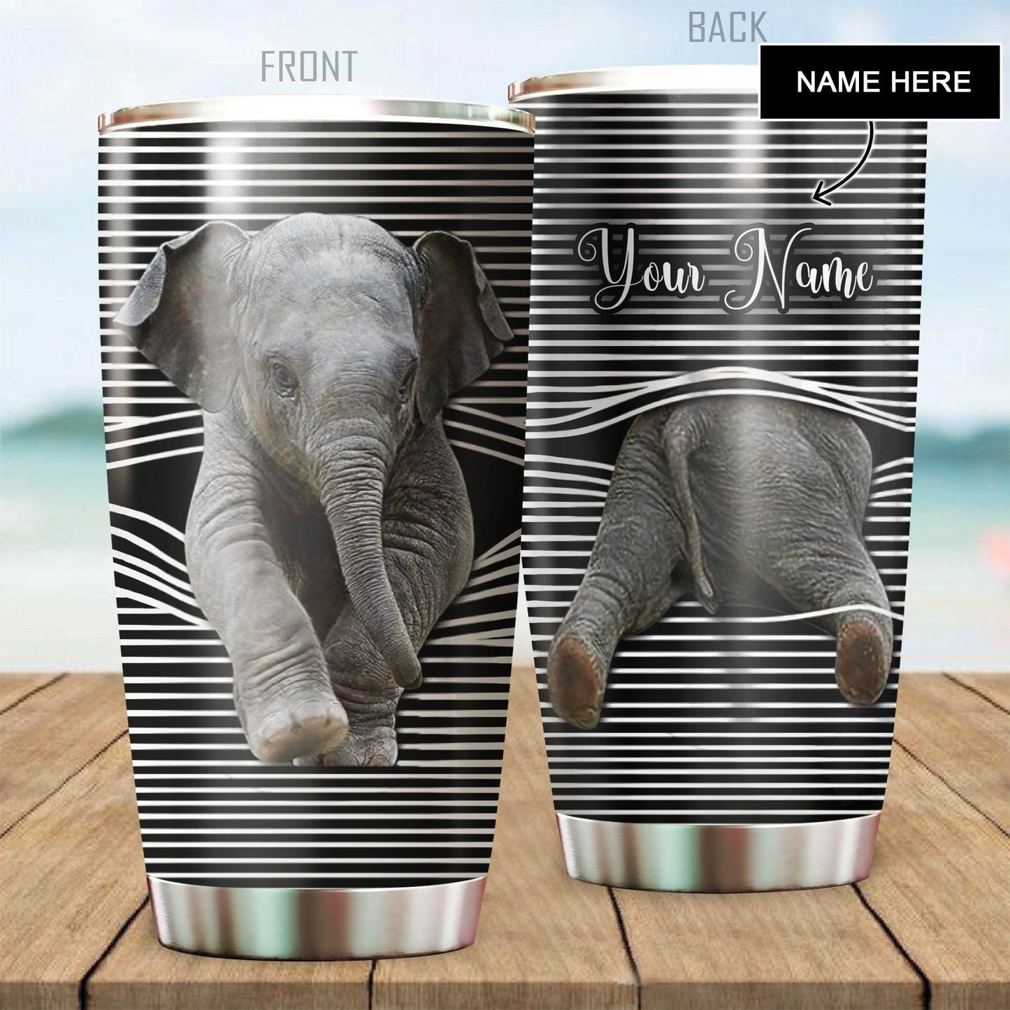 Customize name Elephant Steel Tumbler PD23122002