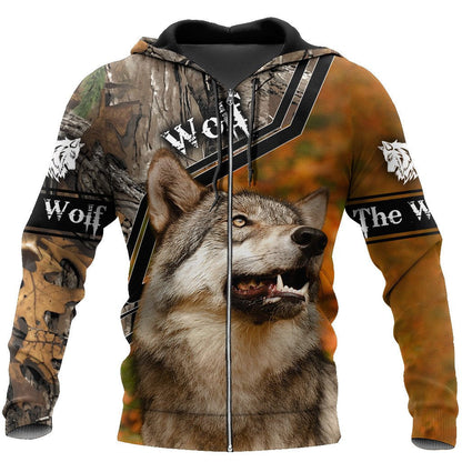 Gray Wolf 3D All Over Printed Unisex Deluxe Hoodie ML