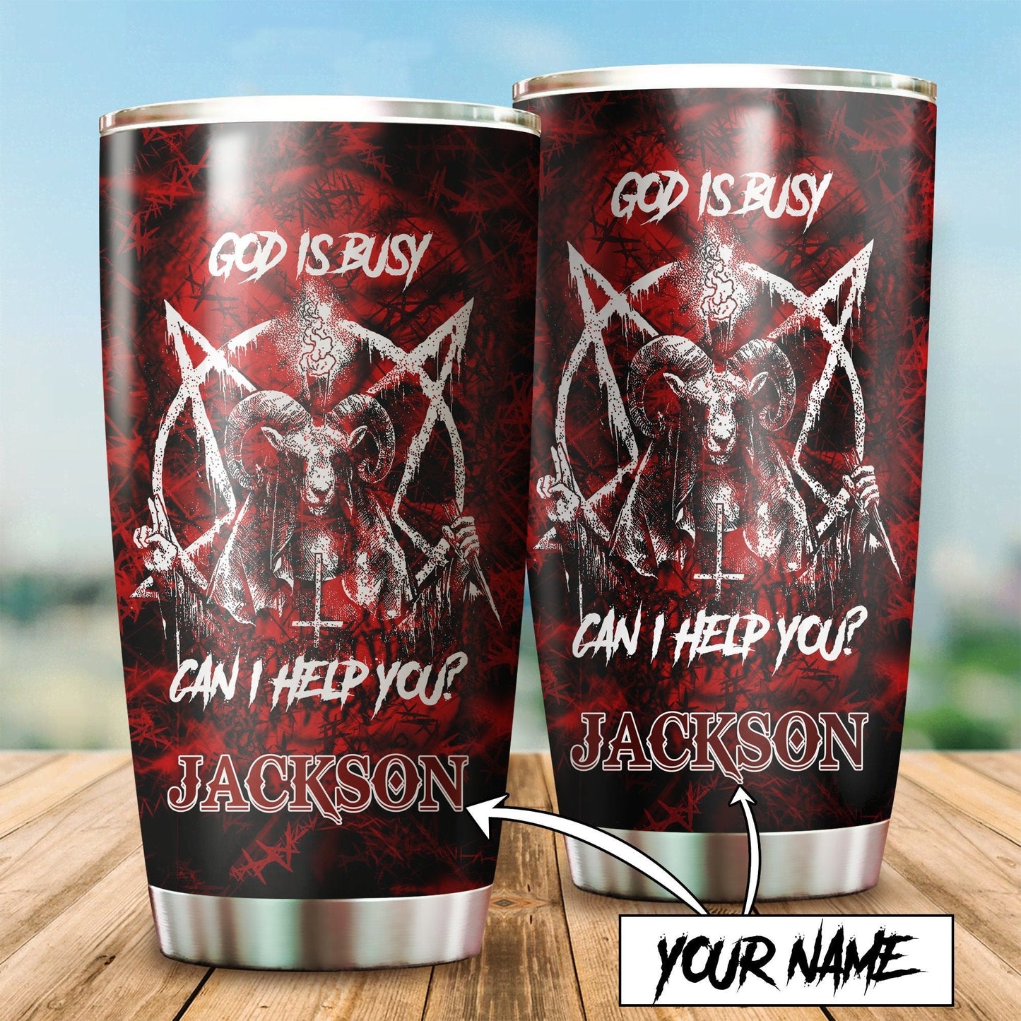 Customize Name Skull Satanic Steel Tumbler MH31122004