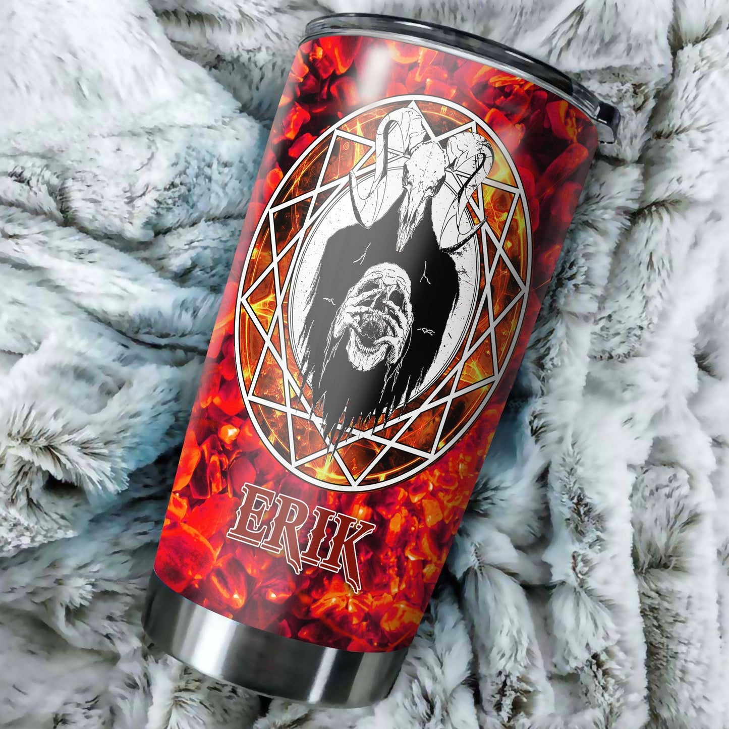 Customize Name Skull Satanic Steel Tumbler MH31122002