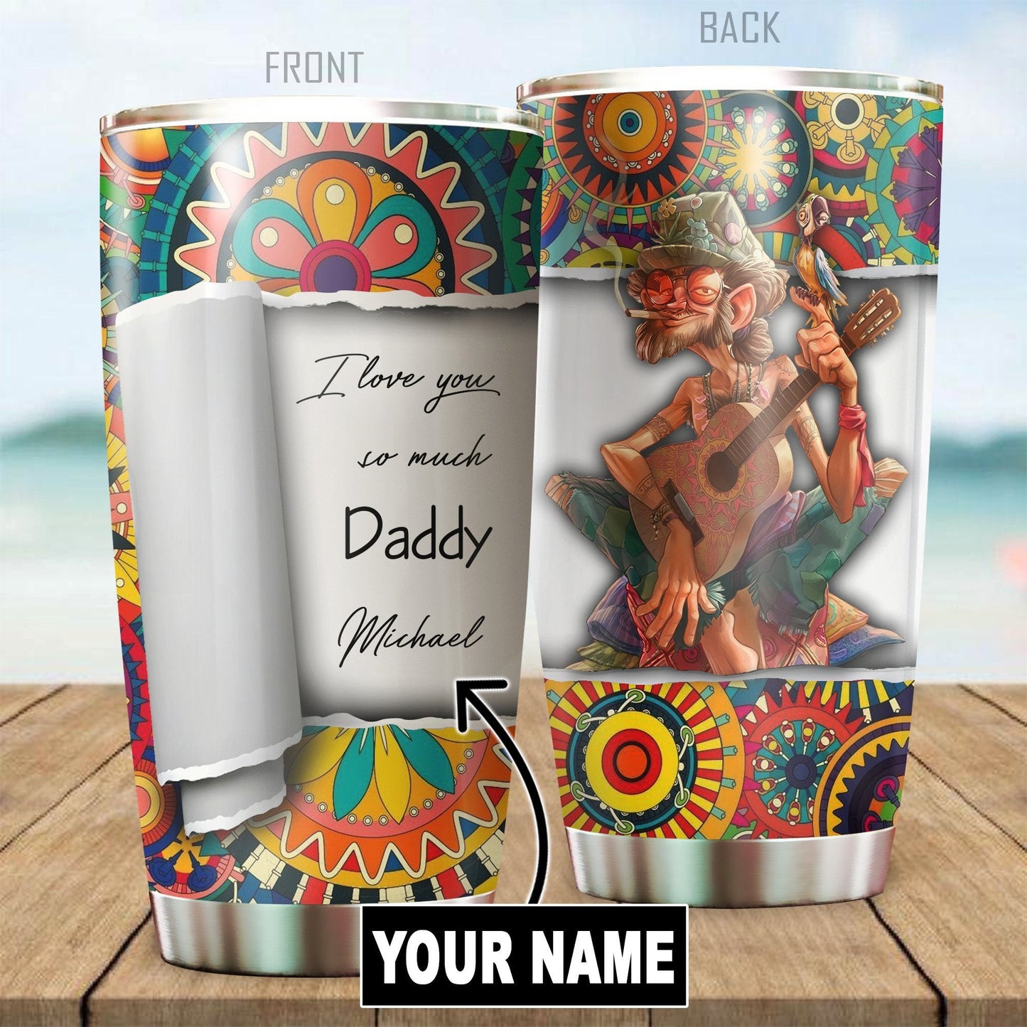 Customize Name Hippie Steel Tumbler PD04012102