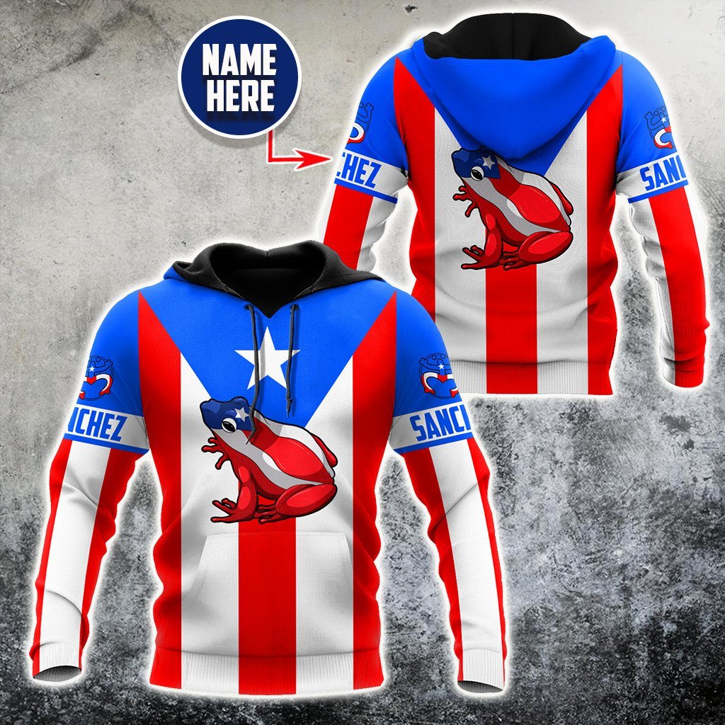 Customize Name Puerto Rico Coqui Hoodie For Men And Women