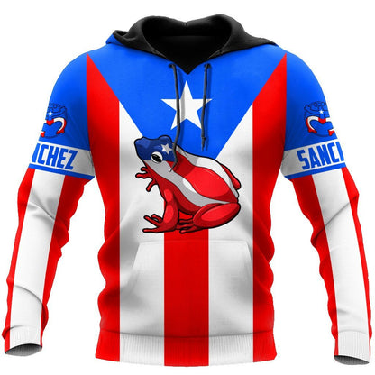 Customize Name Puerto Rico Coqui Hoodie For Men And Women